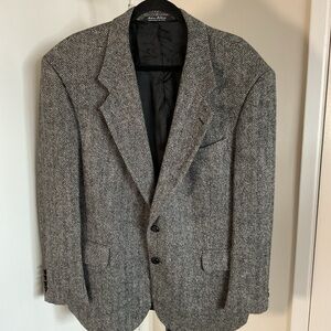 Vintage GGG Clothes 100% Wool Herringbone Sport Coat Blazer Gray 42S Moldova